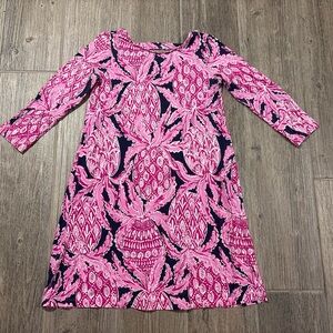 Lilly Pulitzer Ophelia Dress Womens Small Stretchy Bright Navy Coco Safari Pink